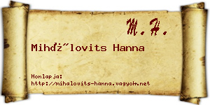 Mihálovits Hanna névjegykártya